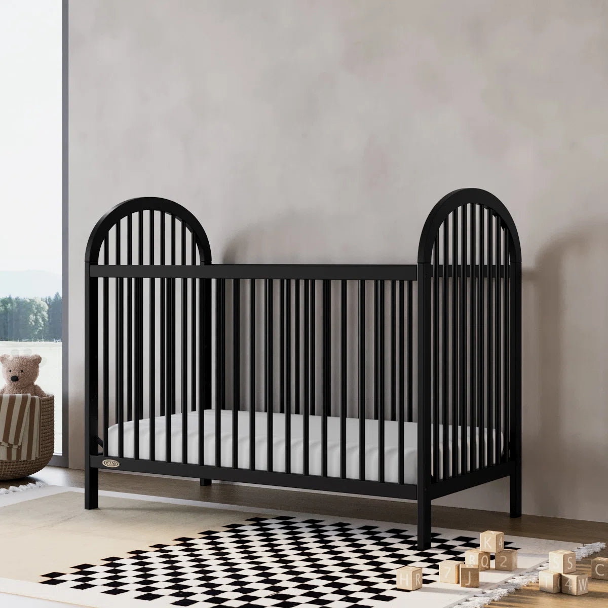 Furnishiaa 3-in-1 Convertible Baby Crib – Adjustable Height, Converts to Toddler Bed & Daybed